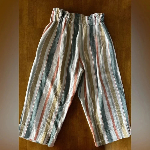 Madewell Tie-Waist Huston Pull-On Crop Pants in Stripe, Size Large - Picture 9 of 9